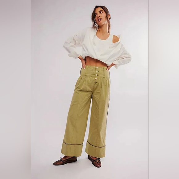 Free People Pants - Free People Good Call Striped Pull On Trousers